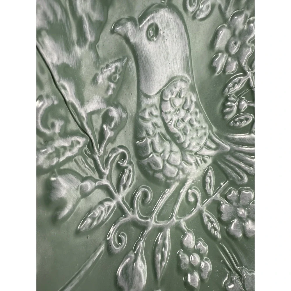 CBK Inspired Home Sage Green Enamel Embossed‎ Bird Wall Plates 11
